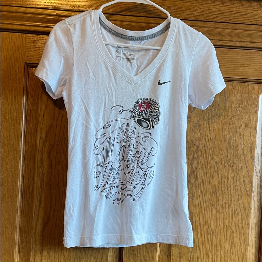 Nike White V-Neck Tee with Graphic Print